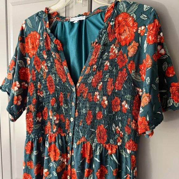 Baltic‎ Born Botega Jade Floral Midi Dress, Green Orange, L(NWOT) - Picture 11 of 15